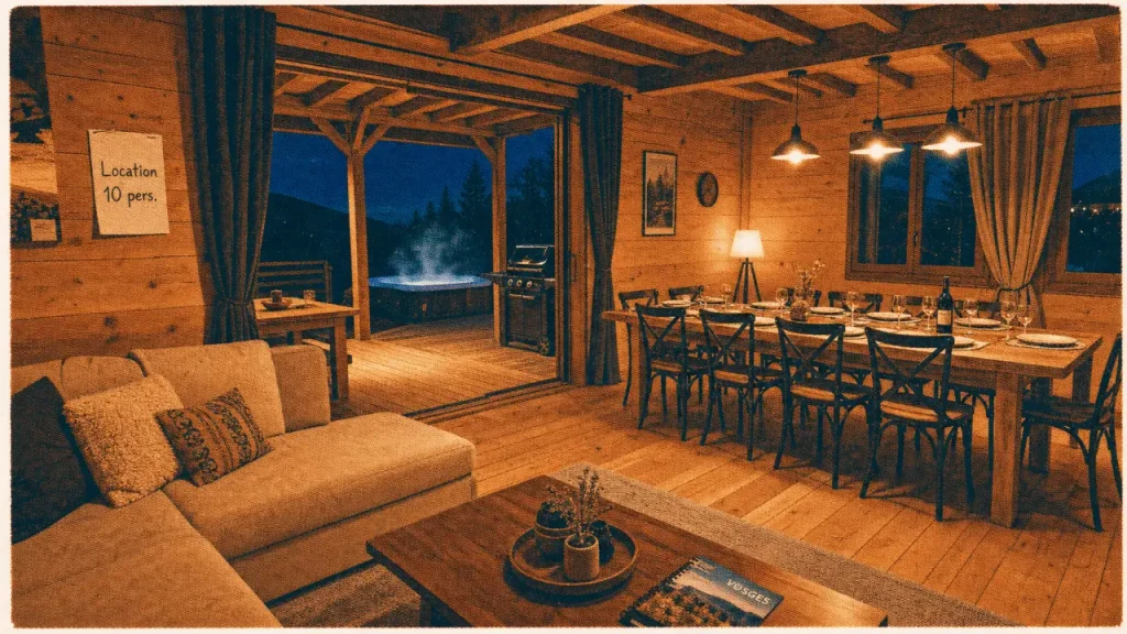 Week-end à 10 dans les Vosges : 4 chambres, spa et horaires à vérifier