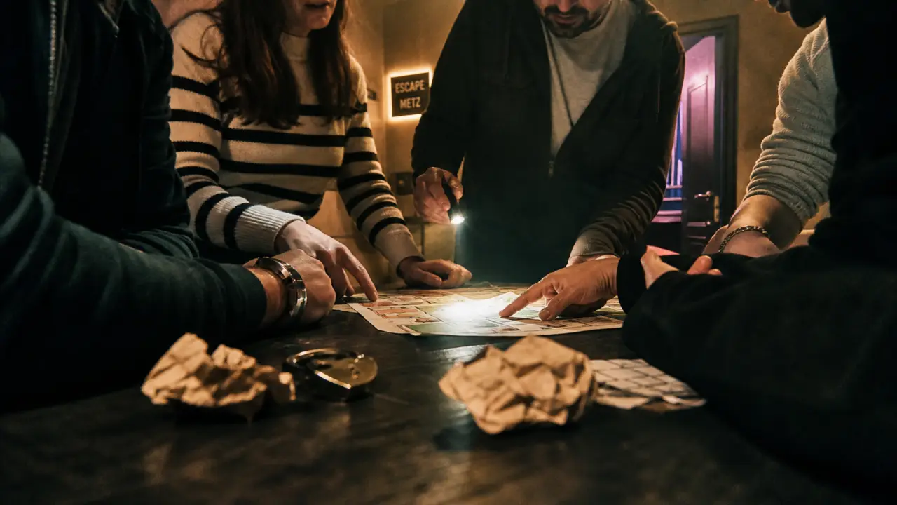 activité metz : escape game en équipe à Metz, lampe torche et carte