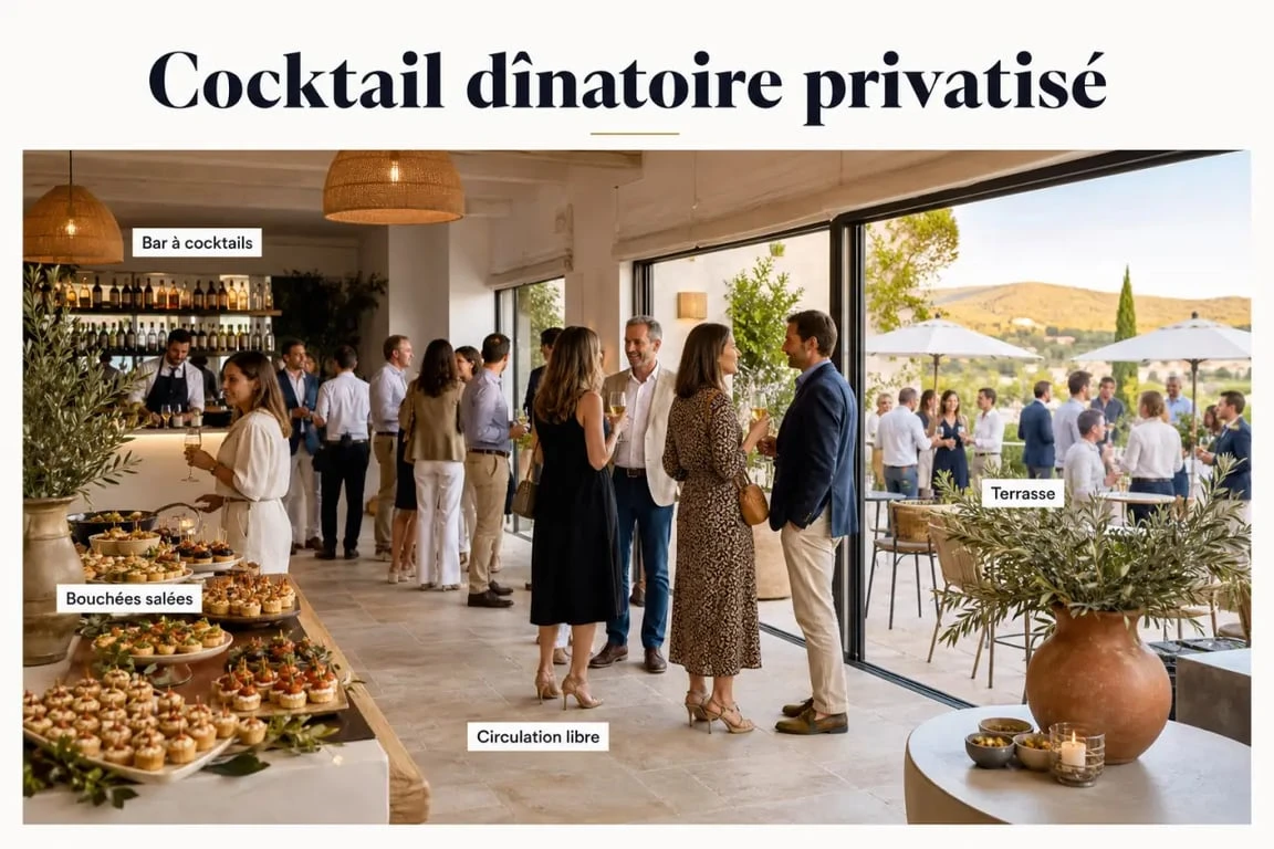 Réception privatisée dans un restaurant cocktail dînatoire Provence