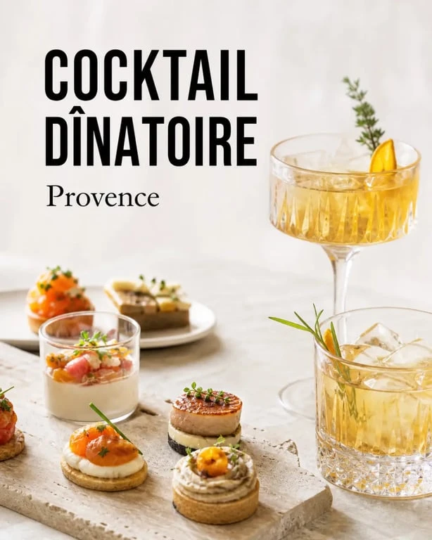 Cocktails et bouchées raffinées pour un restaurant cocktail dînatoire Provence