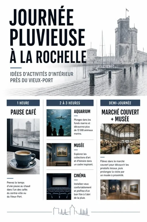 Activités La Rochelle quand il pleut : illustration éditoriale d’idées d’intérieur au Vieux-Port