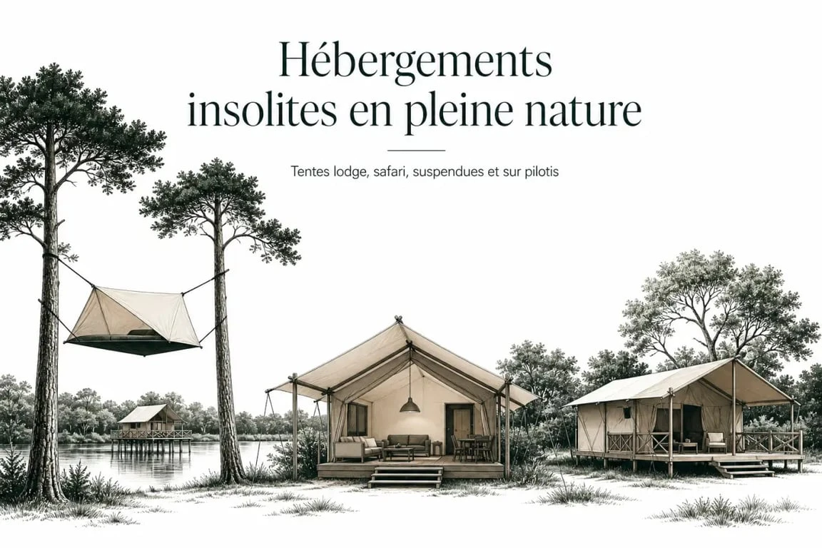 Tente insolite : comparatif visuel de plusieurs hébergements atypiques en pleine nature
