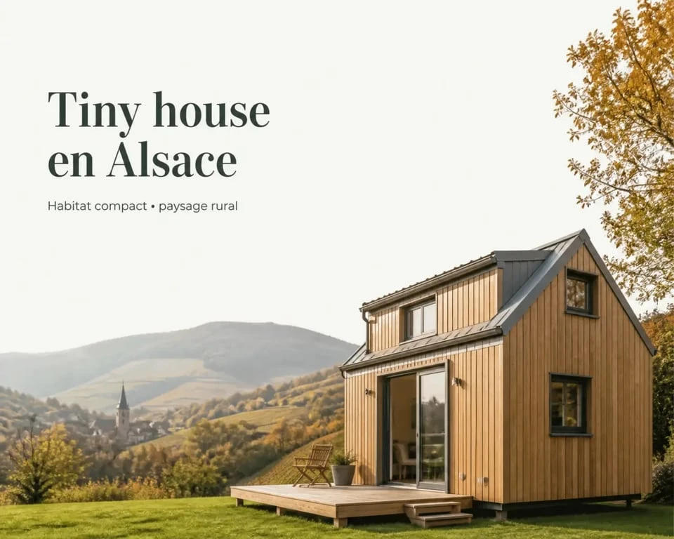 Tiny house alsace dans un paysage vallonné avec bardage bois et ambiance d’automne