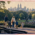 New York en famille à Central Park : famille et skyline