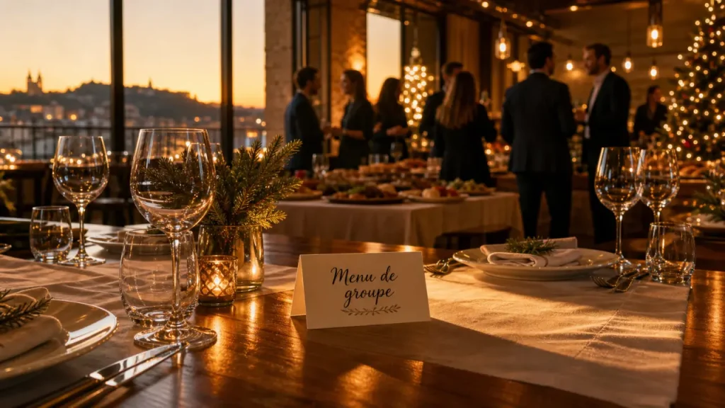 Repas de noël en entreprise lyon, menu de groupe en restaurant