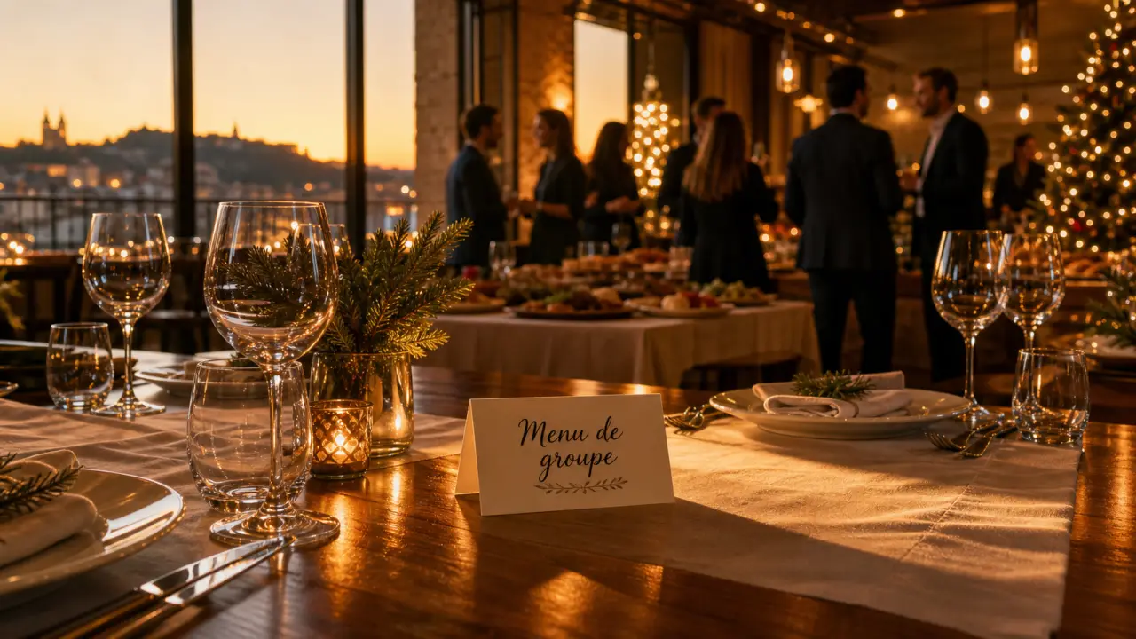 Repas de noël en entreprise lyon, menu de groupe en restaurant