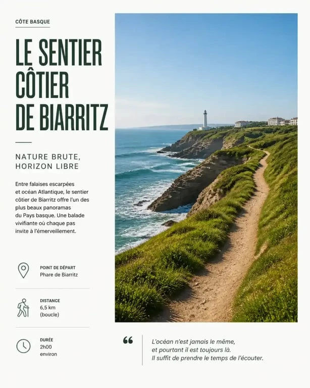 Le sentier du littoral, une activité de pleine nature pour découvrir la côte basque près de Biarritz.