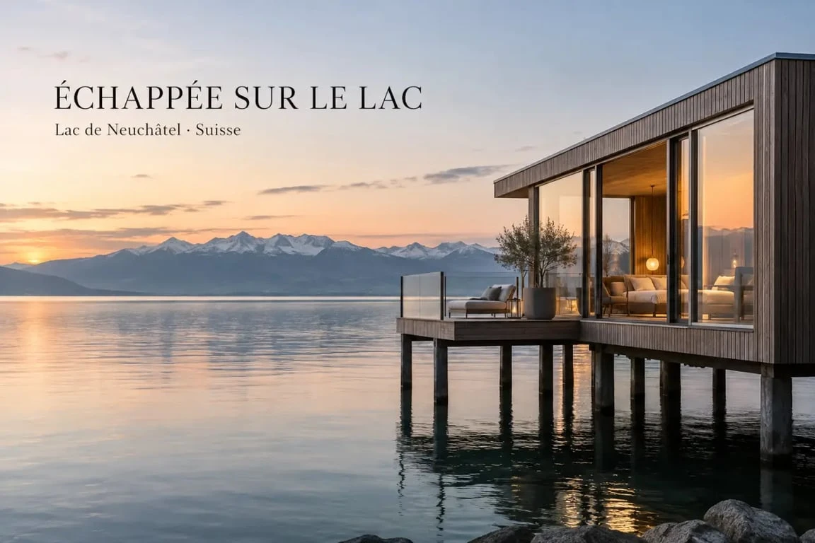 Voyage insolite en Suisse dans un hébergement sur pilotis au bord du lac