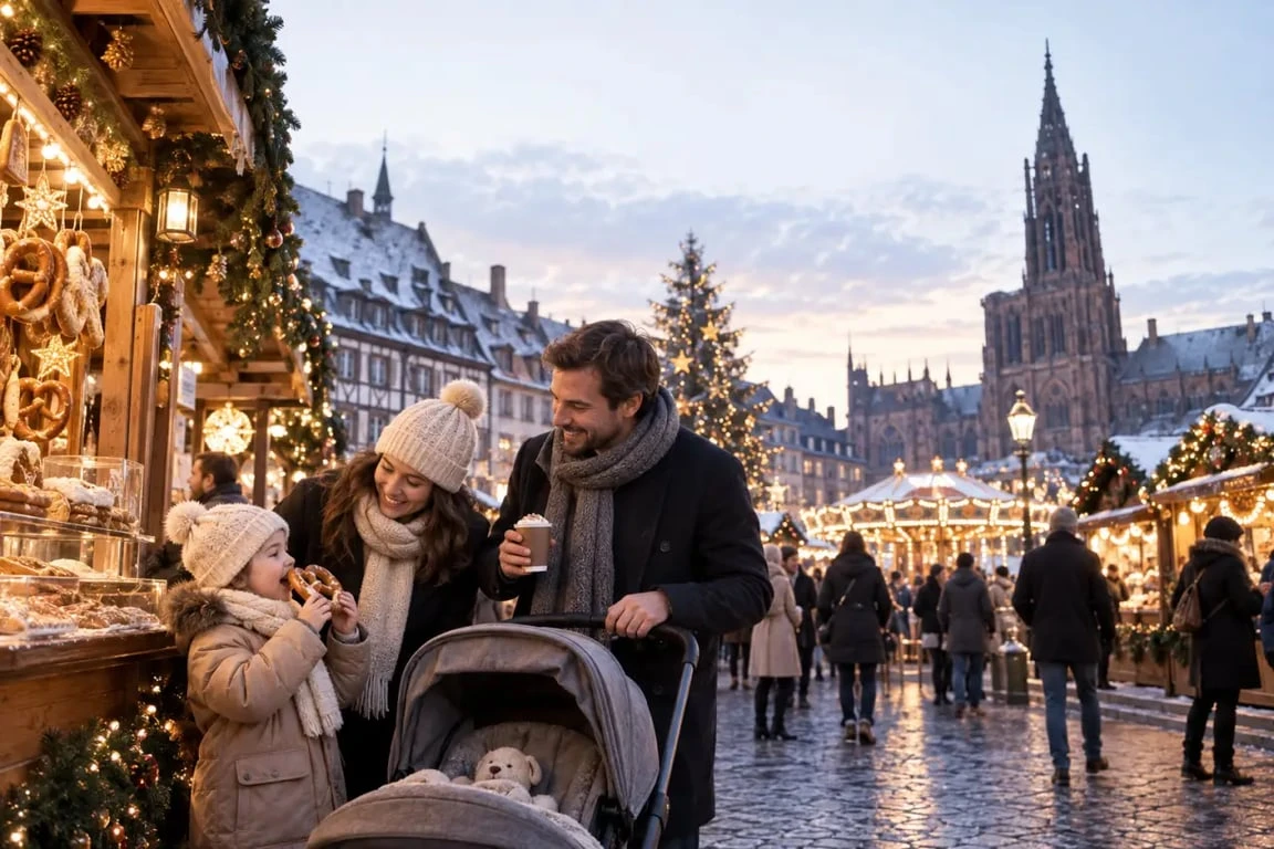Vacances en famille pour Noël au marché de Strasbourg