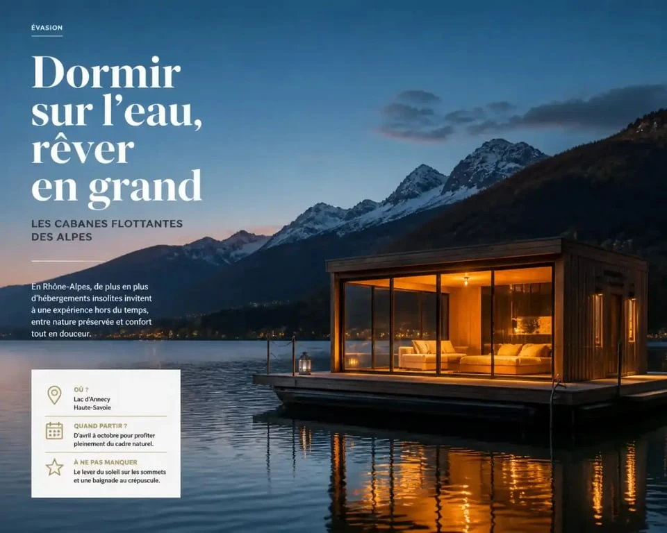 Cabane flottante romantique pour un week end rhone alpes amoureux au bord d'un lac