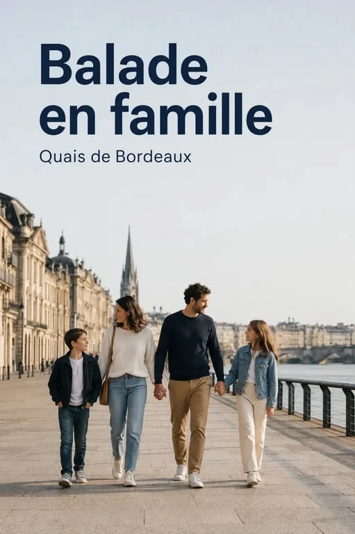 Enfants Bordeaux : famille en sortie sur les quais de Bordeaux au bord de la Garonne
