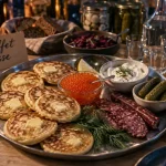 Epicerie et traiteur prestige : buffet russe au 15e, blinis et spécialités