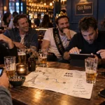 EVG Paris au bar, quiz room et plan de route