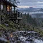 hébergement nature auvergne : cabane perchée sur pilotis en forêt, auvergnate