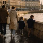Enfants Bordeaux près de la Garonne, en famille