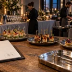 Traiteur evenementiel : table de cocktail traiteur, mini-verrines