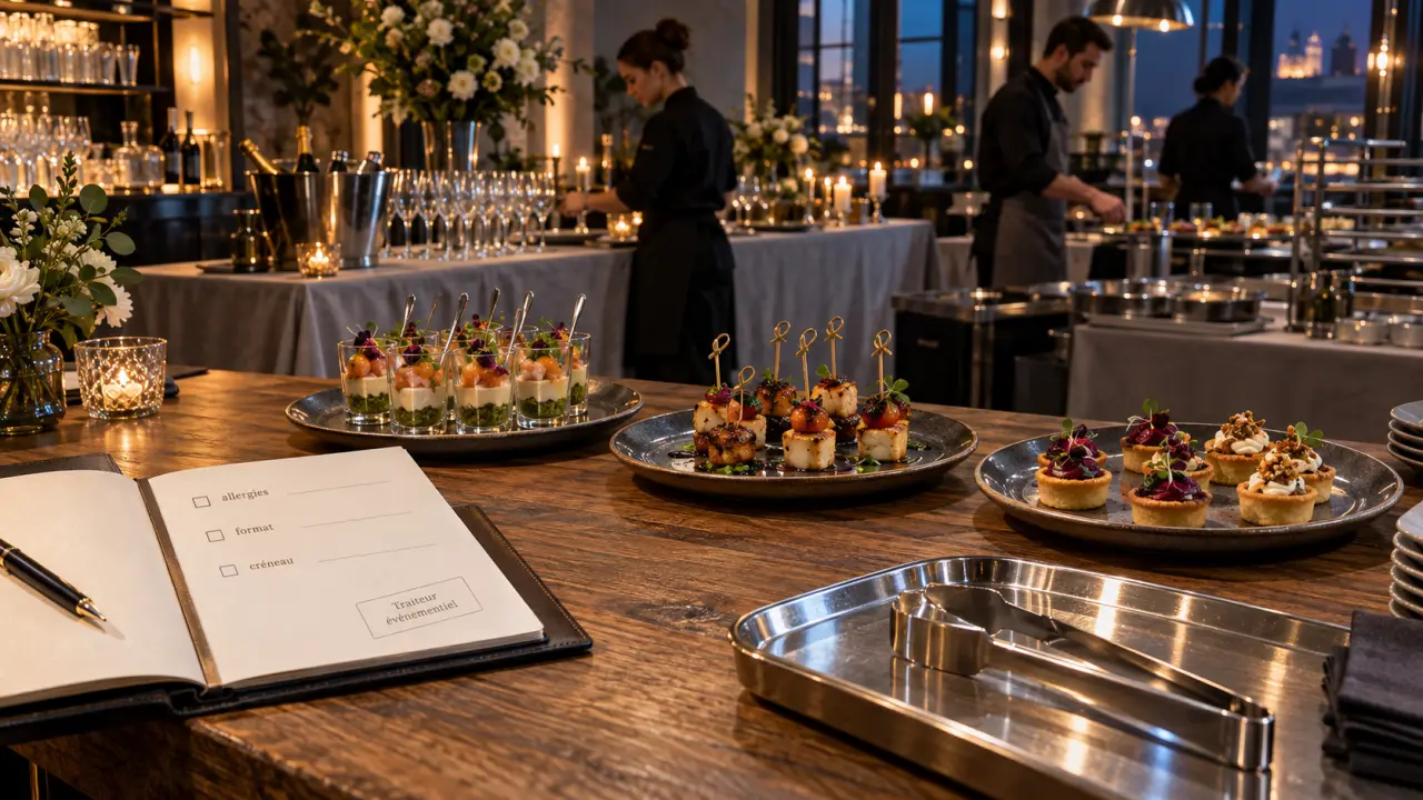 Traiteur evenementiel : table de cocktail traiteur, mini-verrines