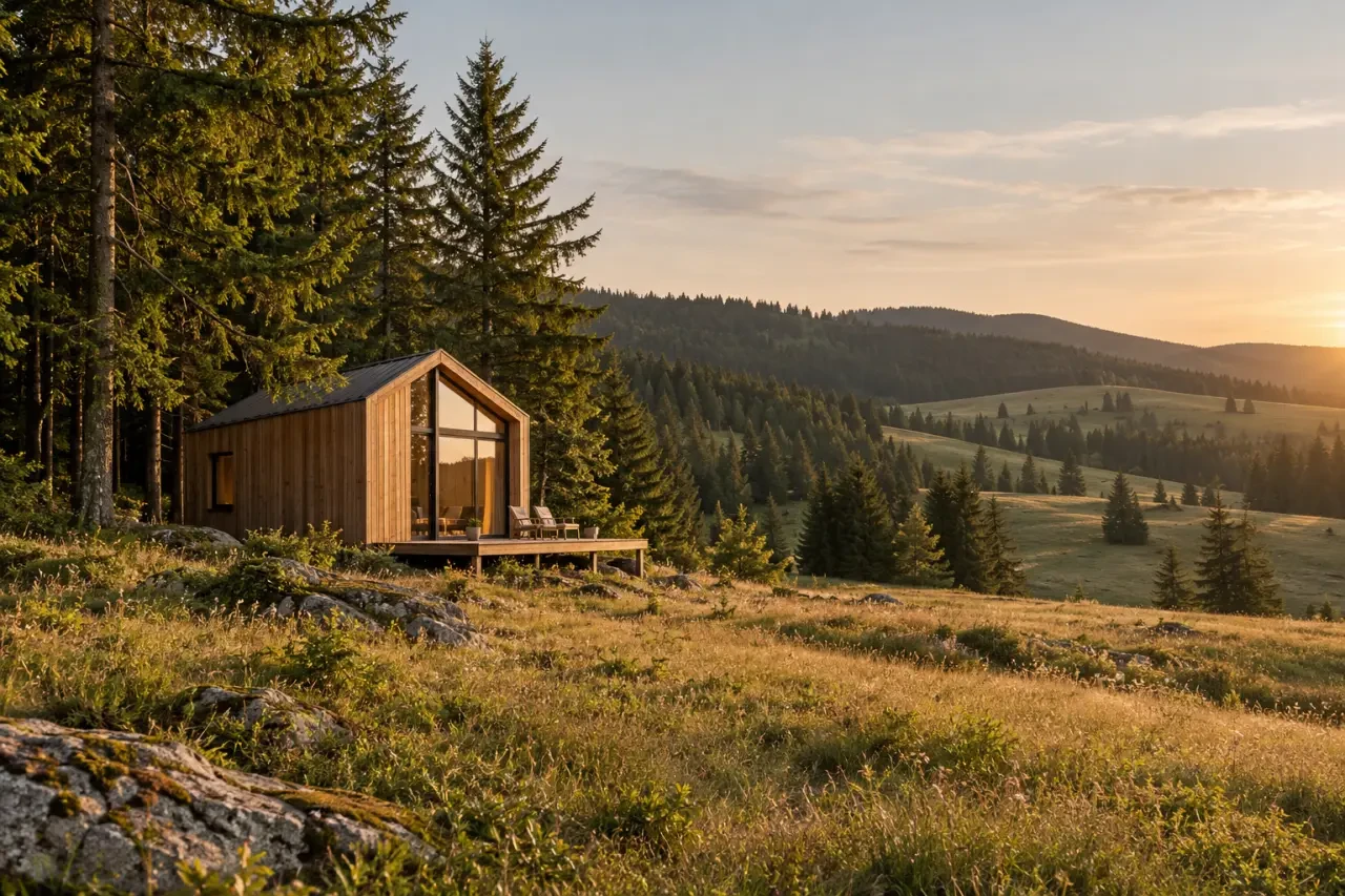 Hébergement insolite Jura : cabane en bois dans une forêt jurassienne