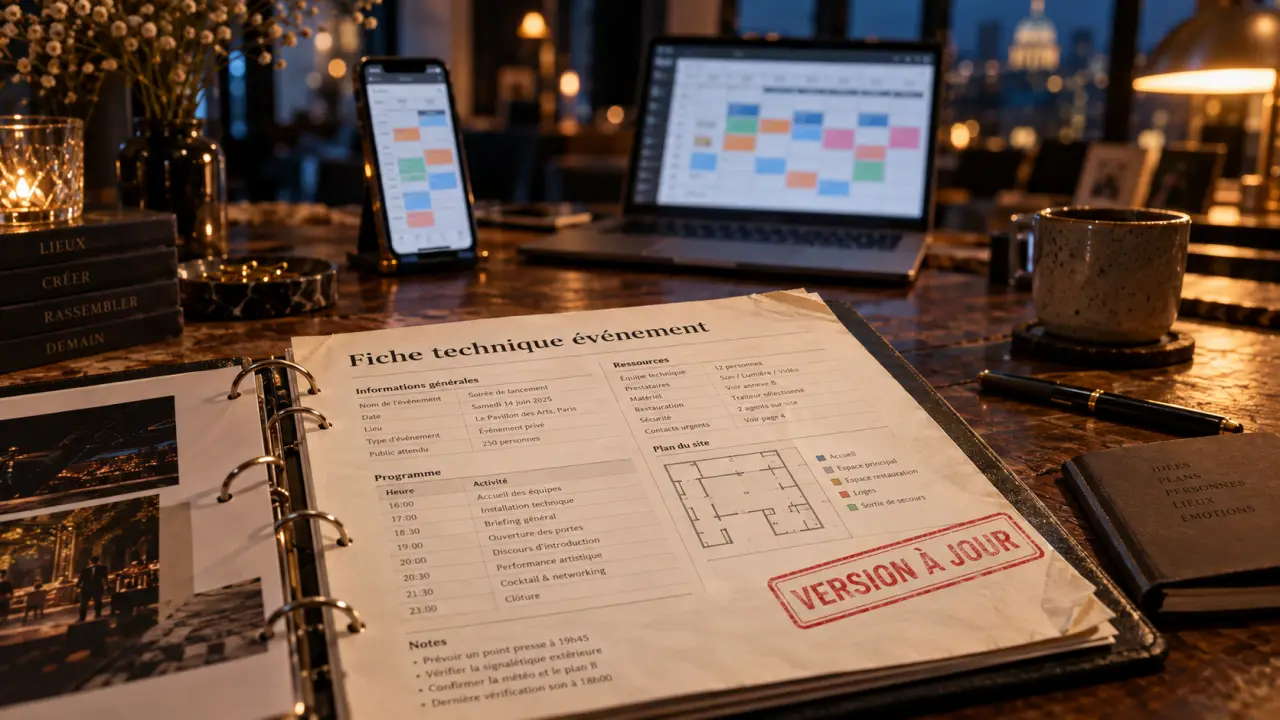 fiche technique organisation événement pdf : modèle en PDF