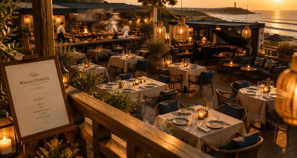 groupe annie famose restaurant : hôtel 4 étoiles Côte Basque, piano-bar à la golden hour