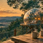 Hébergement insolite Occitanie : bulle sous les étoiles, terrasse et ciel nocturne